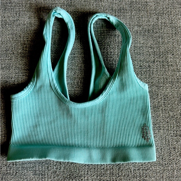 Free People Movement Aqua Blue Sports Bra and Biker Shorts Size XS/S - Picture 2 of 8
